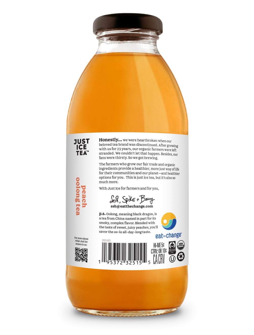 TEA, PEACH OOLONG ORGANIC Just Ice Tea 12/16oz Frankferd Farms