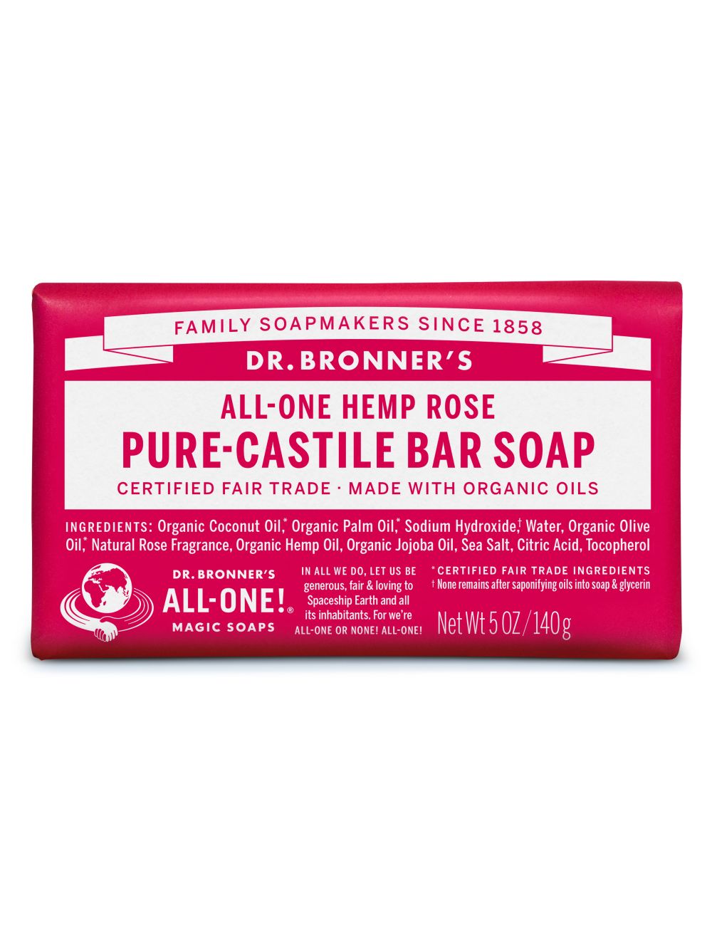 Dr Bronners Bar Soap, All-One Hemp Peppermint - 5 oz