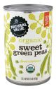 SWEET PEAS, ORGANIC (CANS)Natural Value 12/15oz